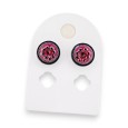 Boucles d'oreilles rondes métal noir et grenat