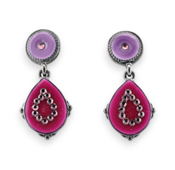 Boucles d'oreilles pendantes bicolores