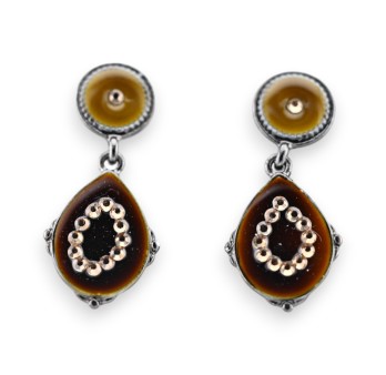 Boucles d'oreilles pendantes marron