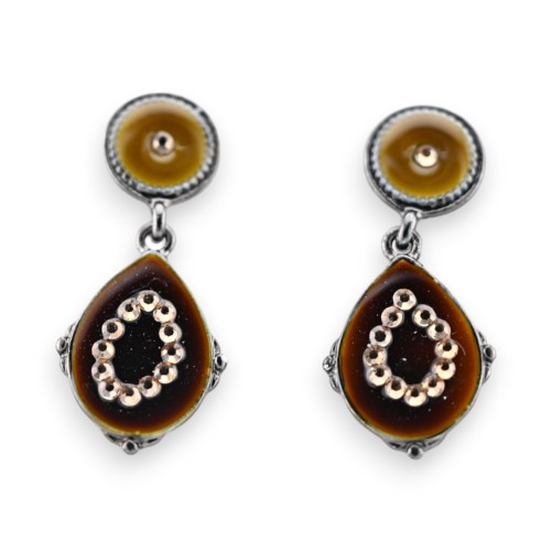 Boucles d'oreilles pendantes marron