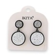 Boucles d'oreilles à double disque effet crépis argenté