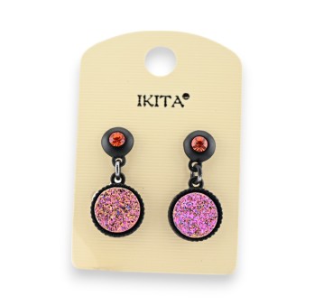 Boucles d'oreilles effet crépis rose orange de chez Ikita