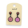 Boucles d'oreilles effet crépis rose orange de chez Ikita