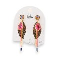 Boucles d'oreilles pendantes rose feuilles dorées de chez Bohm