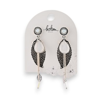 Boucles d'oreilles pendantes argentées de chez Bohm