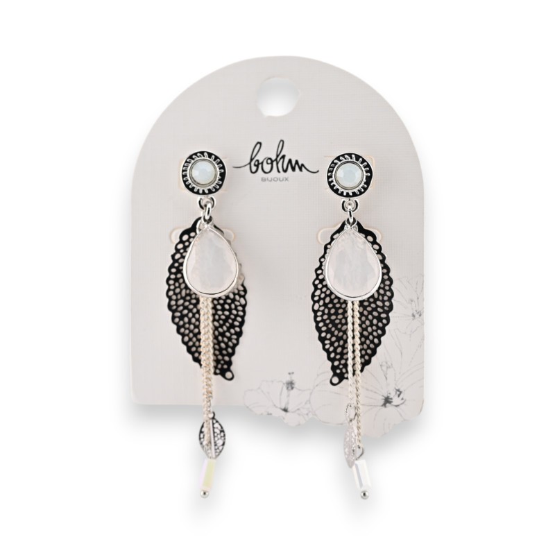 Boucles d'oreilles pendantes argentées de chez Bohm