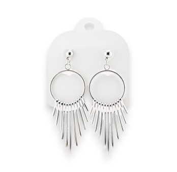 Boucles d'oreilles pendantes en métal argenté