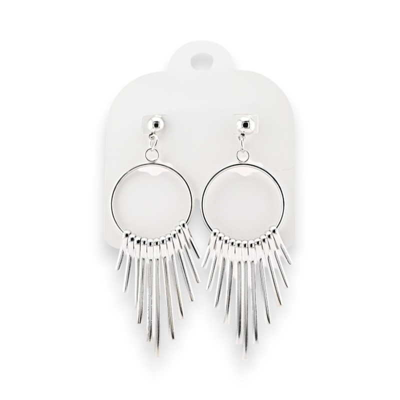 Boucles d'oreilles pendantes en métal argenté