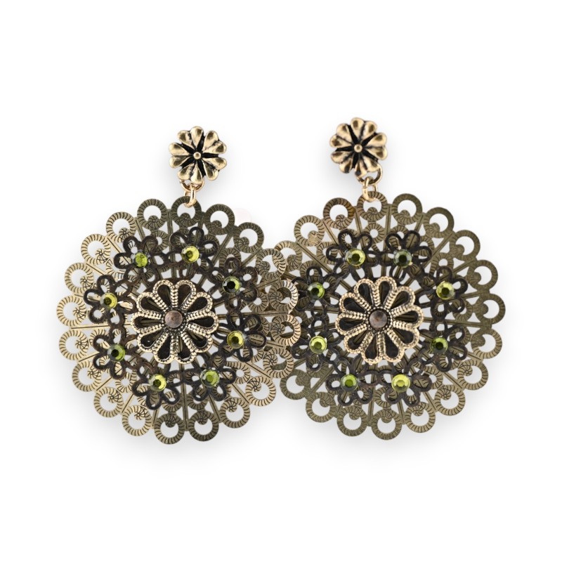 Boucles d'oreilles vintage doré vieilli kaki