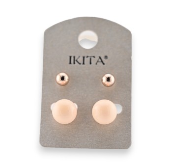 Boucles d'oreilles dorées perle beige Ikita