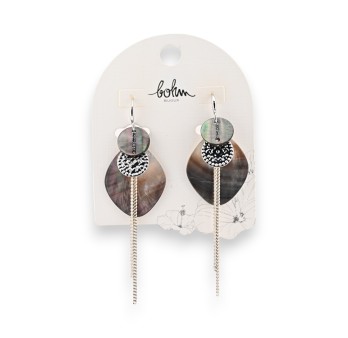 Boucles d'oreilles bohèmes coquillages gris de chez Bohm