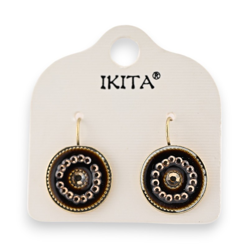 Boucles d'oreilles Ikita marron et strass