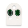 Boucles d'oreilles vert bouteille en métal noir