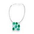 Collier Carré Géométrique Argenté & Vert
