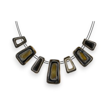 Collier géométrique Ikita argenté et noir