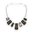 Collier géométrique Ikita argenté et noir