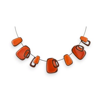 Collier géométrique orange Ikita en métal noir