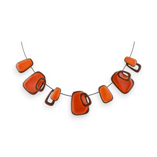 Collier géométrique orange Ikita en métal noir