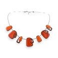 Collier géométrique orange Ikita en métal noir
