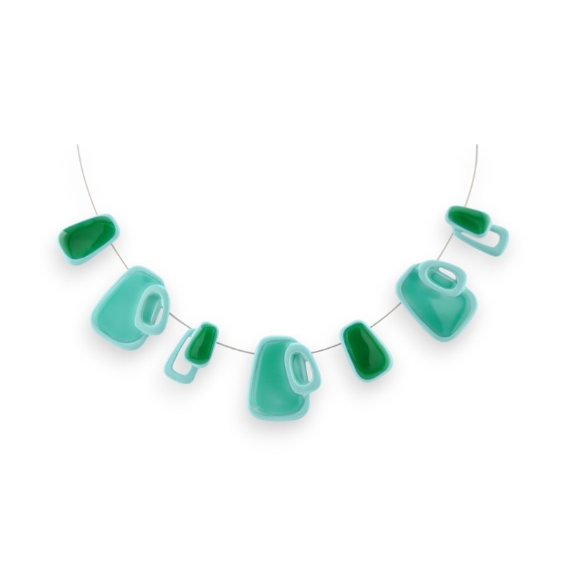 Collier argenté Turquoise vert de chez Ikita