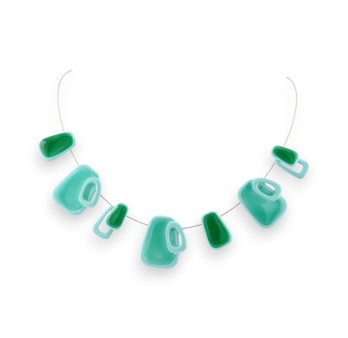 Collier argenté Turquoise vert de chez Ikita