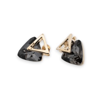 Boucles d'oreilles bijouterie chic couleur dorée et pierre grise