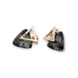 Boucles d'oreilles bijouterie chic couleur dorée et pierre grise