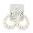 Boucles d'oreilles créoles perles blanches