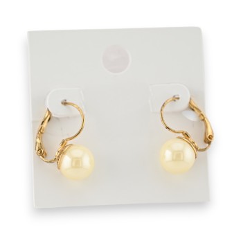 Boucles d'oreilles dormeuses perle écrue