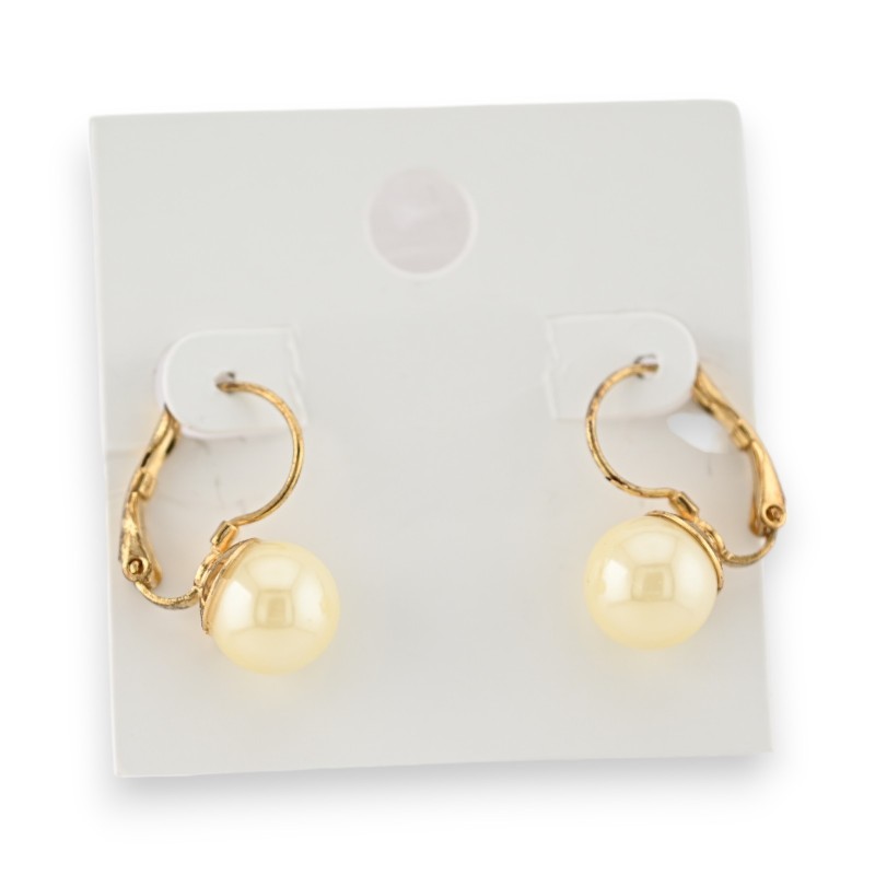 Boucles d'oreilles dormeuses perle écrue