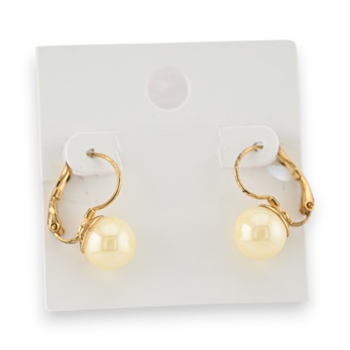 Boucles d'oreilles dormeuses perle écrue