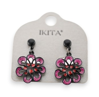 Boucles d'oreilles fleur framboise de chez Ikita