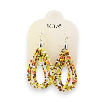 Boucles d'oreilles artisanales Ikita perles multicolores