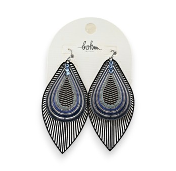 Boucles d'oreilles feuilles nuances bleu de chez Bohm