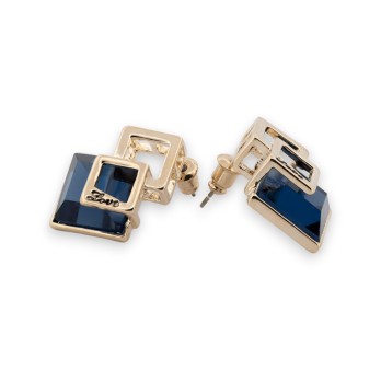 Boucles d'oreilles chic bijouterie dorée et bleu