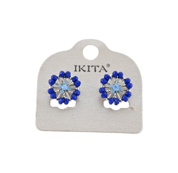 Boucles d'oreilles rondes bleues roi de chez Ikita