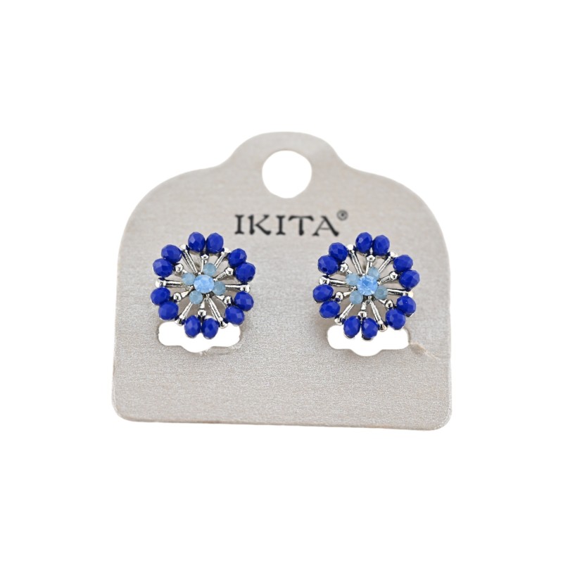 Boucles d'oreilles rondes bleues roi de chez Ikita