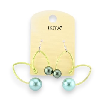 Boucles d'Oreilles Ikita perles nuances vertes