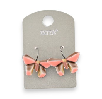 Boucles d'oreilles papillon corail et marron de chez Ikita