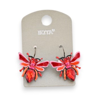 Boucles d'oreilles insecte strass rouge de chez Ikita