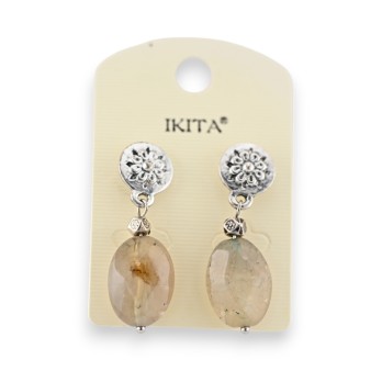 Boucles d'oreilles argentées Ikita avec pierre imitation