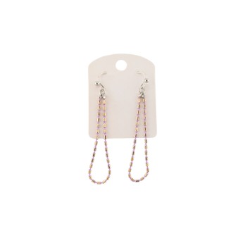 Boucles d'oreilles pendantes perles roses fines