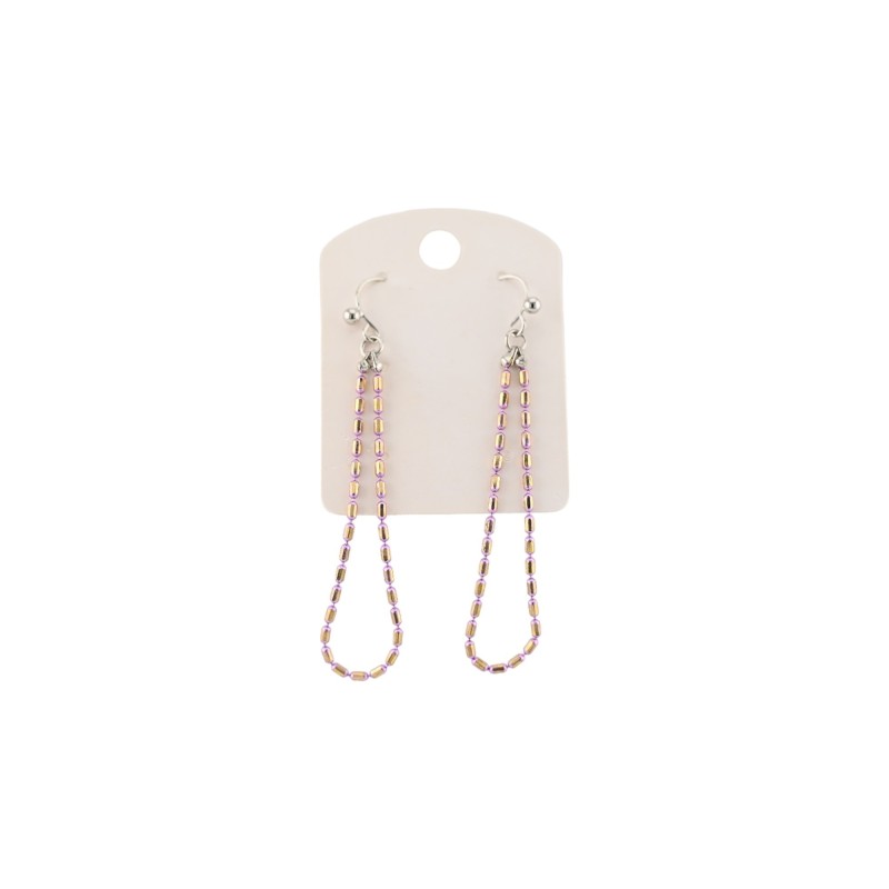 Boucles d'oreilles pendantes perles roses fines
