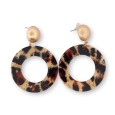 Boucles d'oreilles cercle léopard et métal doré