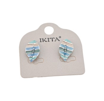 Boucles d'oreilles Ikita Feuilles Bleues