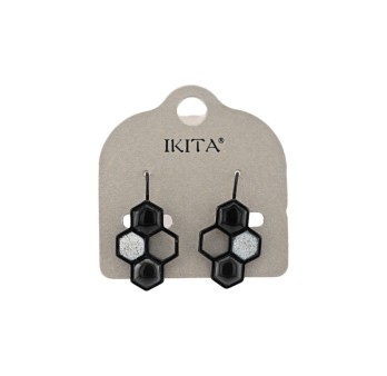 Boucles d'oreilles Alvéoles noires et argentées de chez Ikita