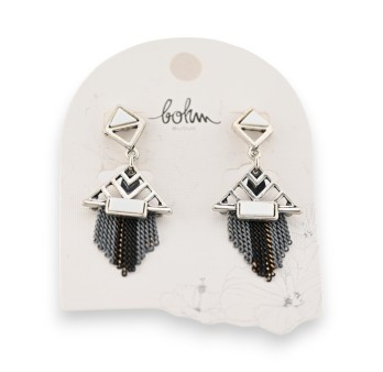Boucles d'oreilles bohèmes argentées de chez Bohm