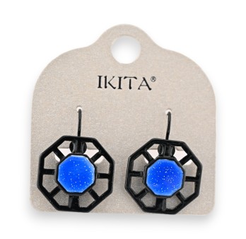 Boucles d'oreilles géométriques Ikita bleu roi