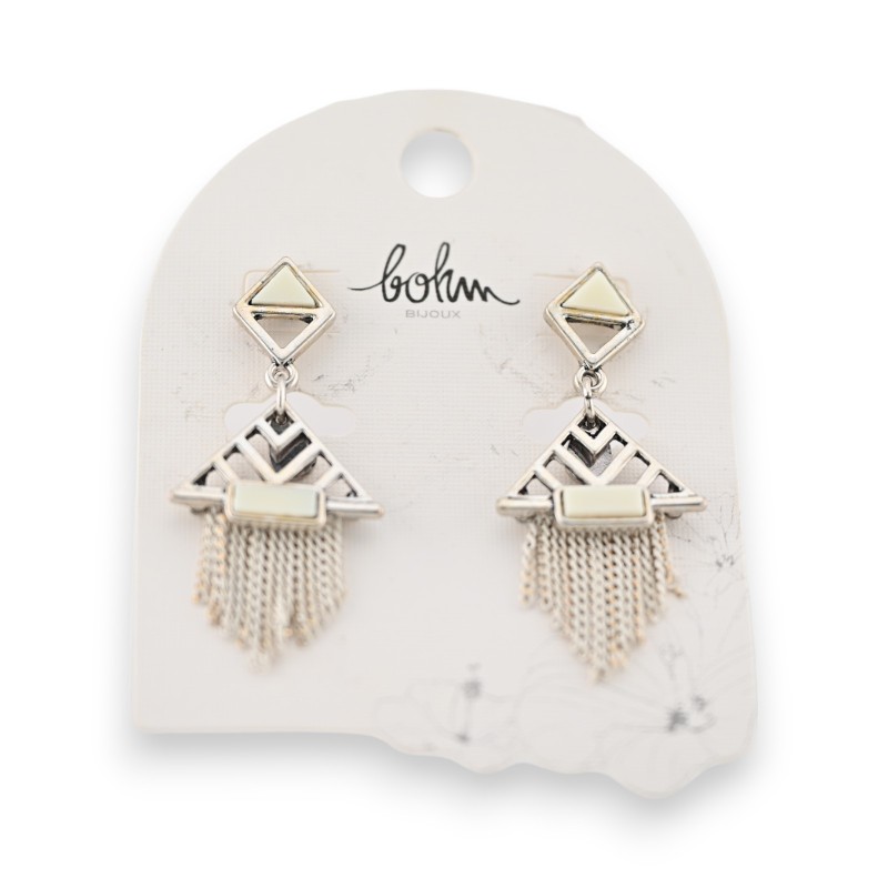 Boucles d'oreilles bohèmes argentées de chez BOHM