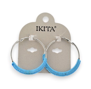 Boucles d'oreilles créoles Ikita bleu turquoise